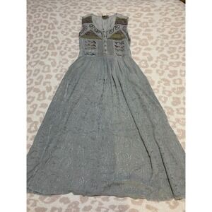 M.P.H. Maxi Dress Gray Embroidered Vintage